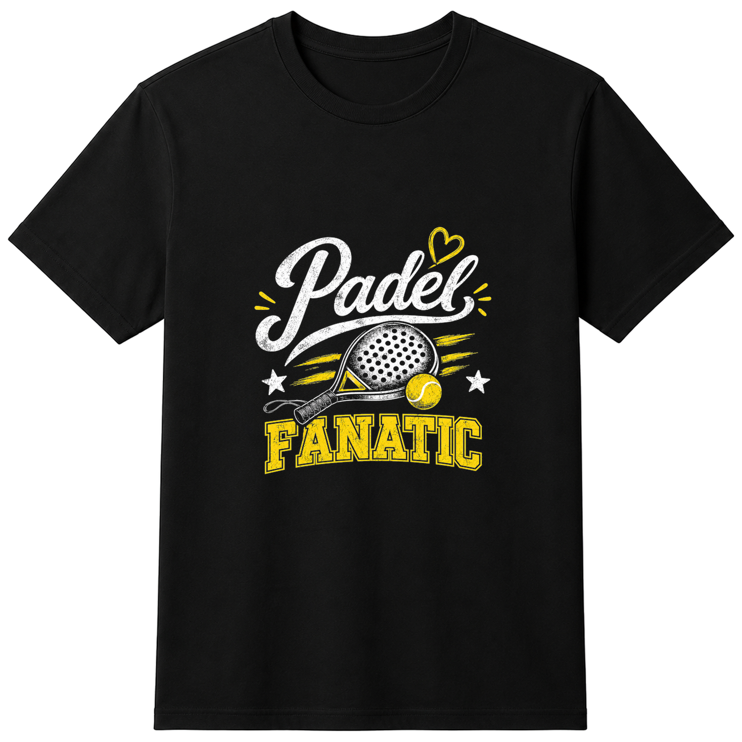 Padel Fanatic Funny Padel Sports T-Shirt - Cotton Unisex - Black — flat shirt