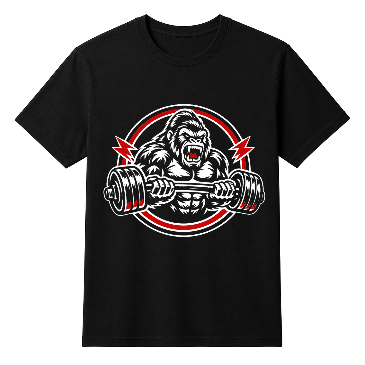Snarling Gorilla Weightlifting Power Unisex T-shirt — tshirt front
