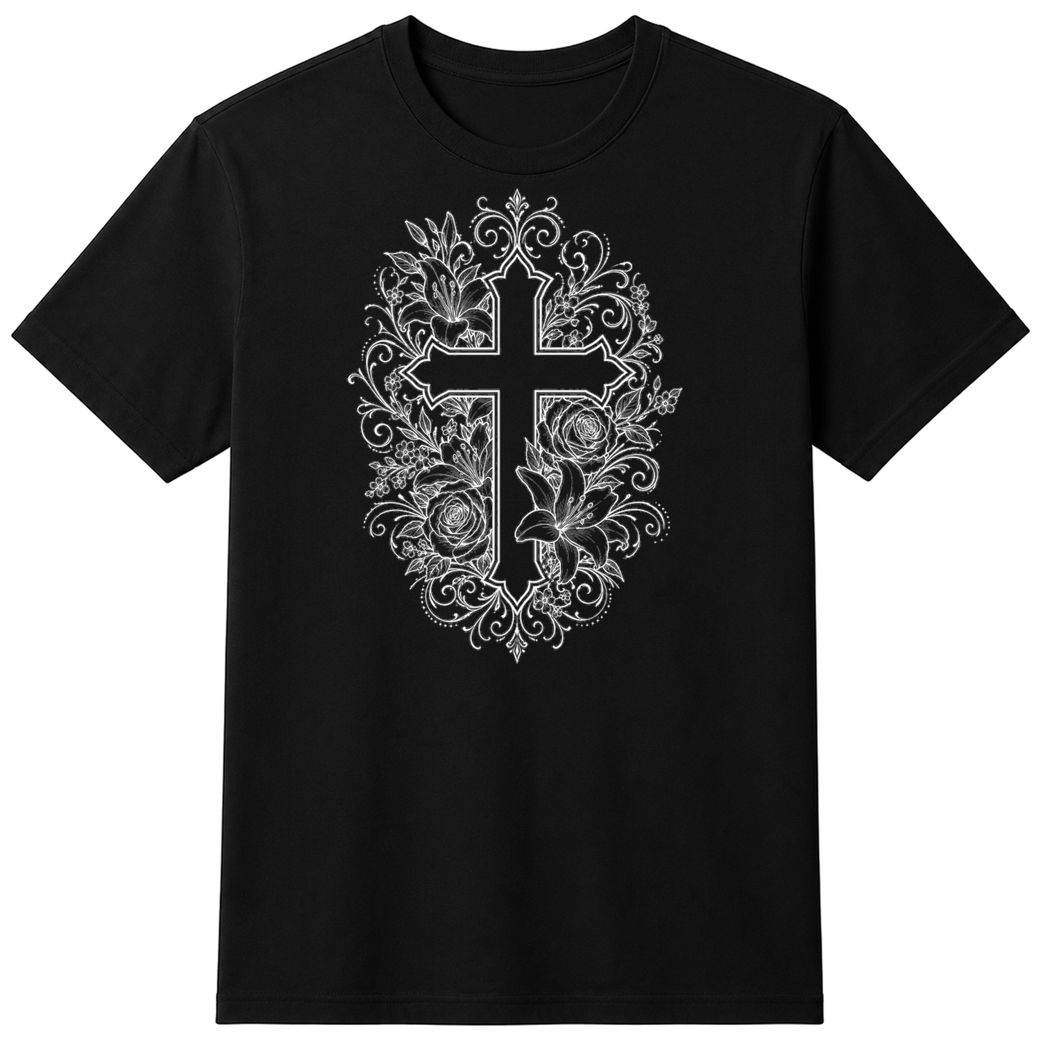 Vintage Christian Cross Unisex T-Shirt — flat shirt