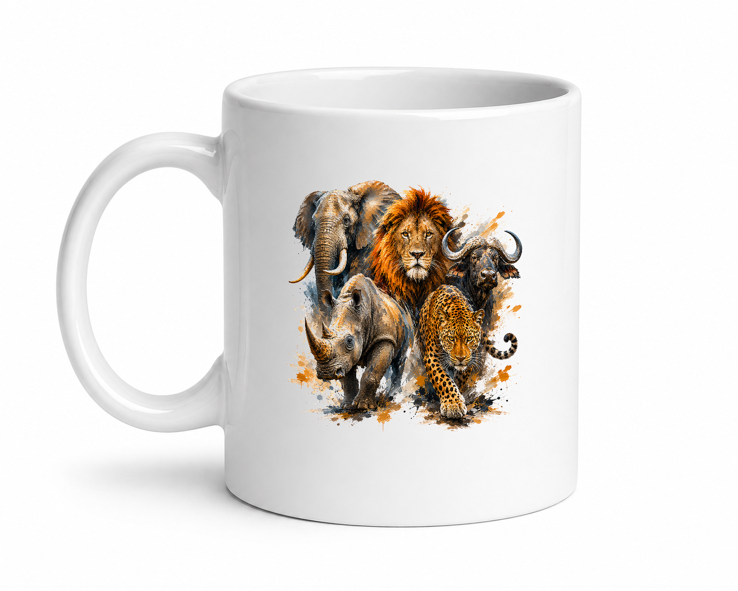 South African Big Five Animals Mug — mug front