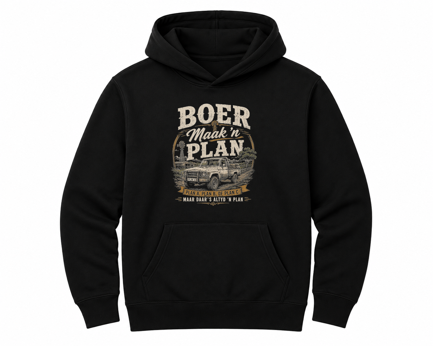 Boer maak 'n Plan Unisex Hoodie — hoodie front