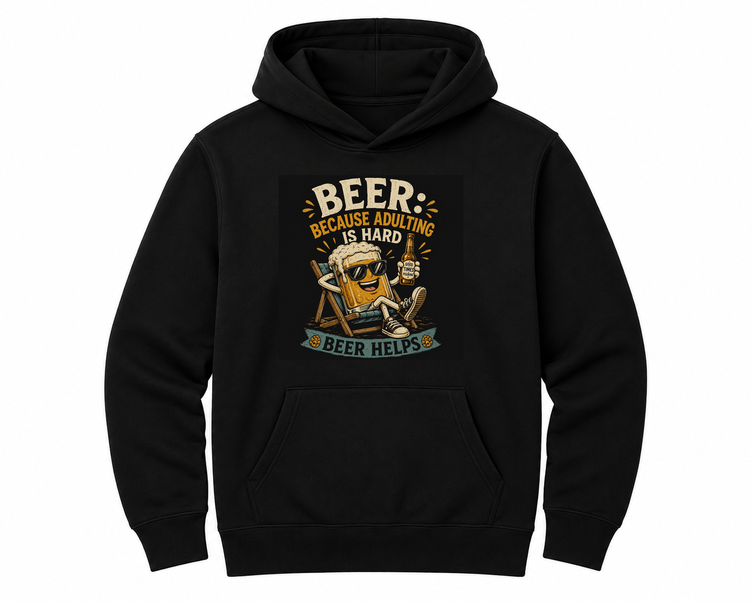 Beer Because Adulting is Hard Funny Design Unisex Hoodie