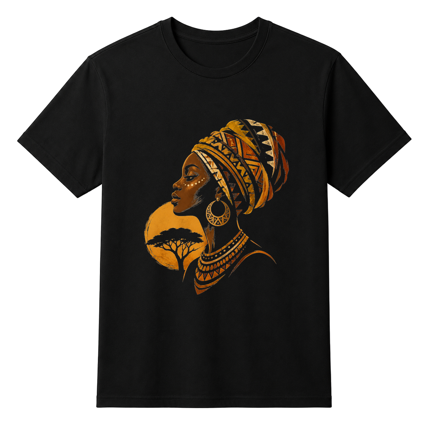 Regal African Woman Silhouette Unisex T-shirt — tshirt front