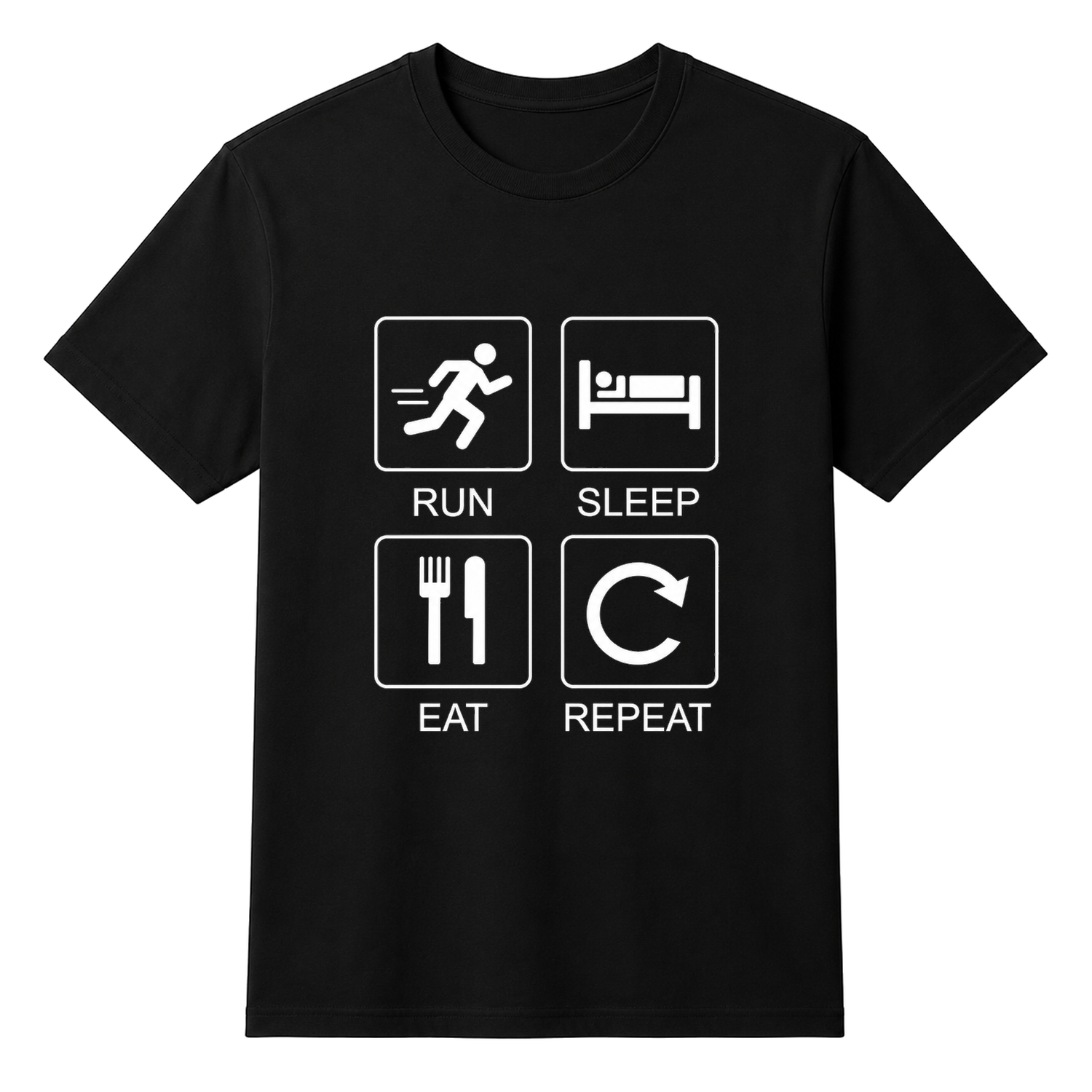 Run Sleep Eat Repeat Runner's Mantra Unisex T-shirt — tshirt front