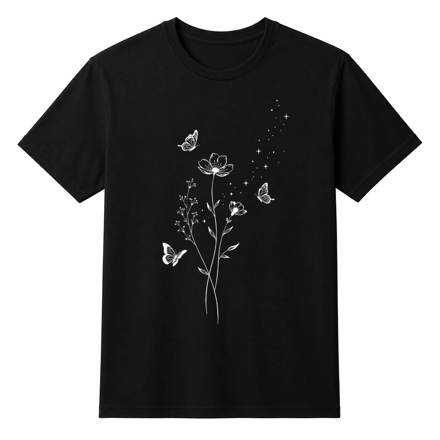 Batterfly and Flowers unisex tshirt