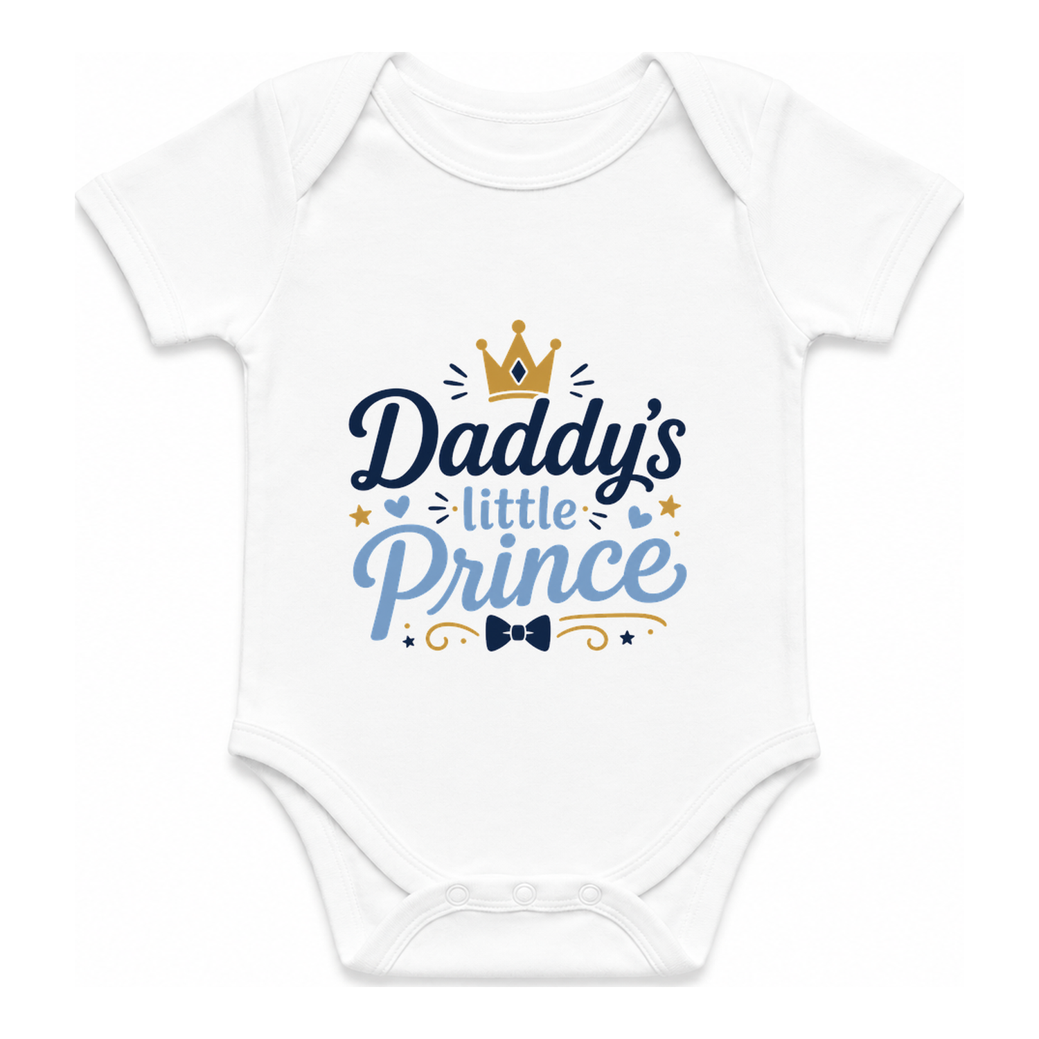 Daddy's Prince Royal Son Unisex Short Sleeve Baby Grow — babygrow front