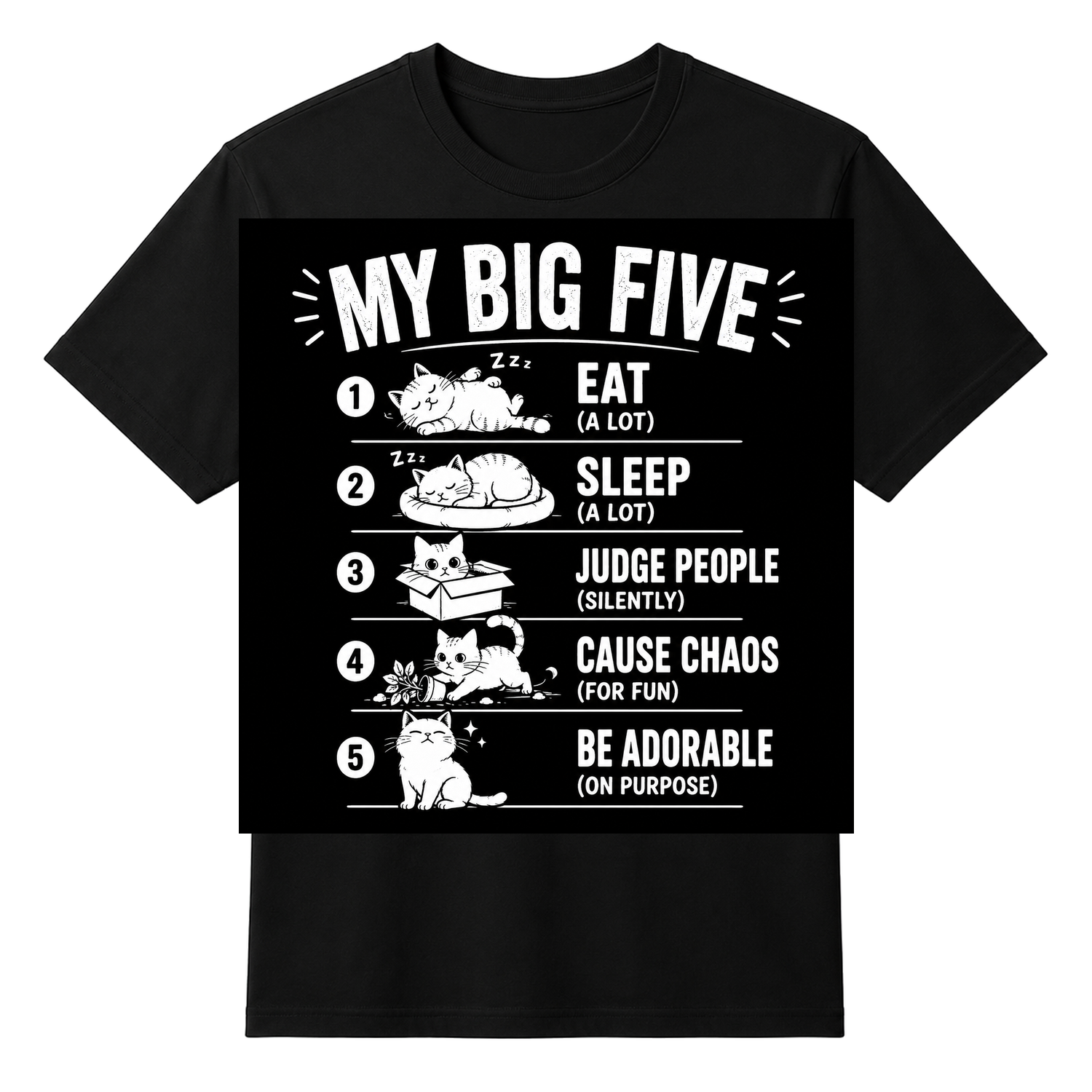 My Big Five Cat Things Unisex T-shirt — tshirt front
