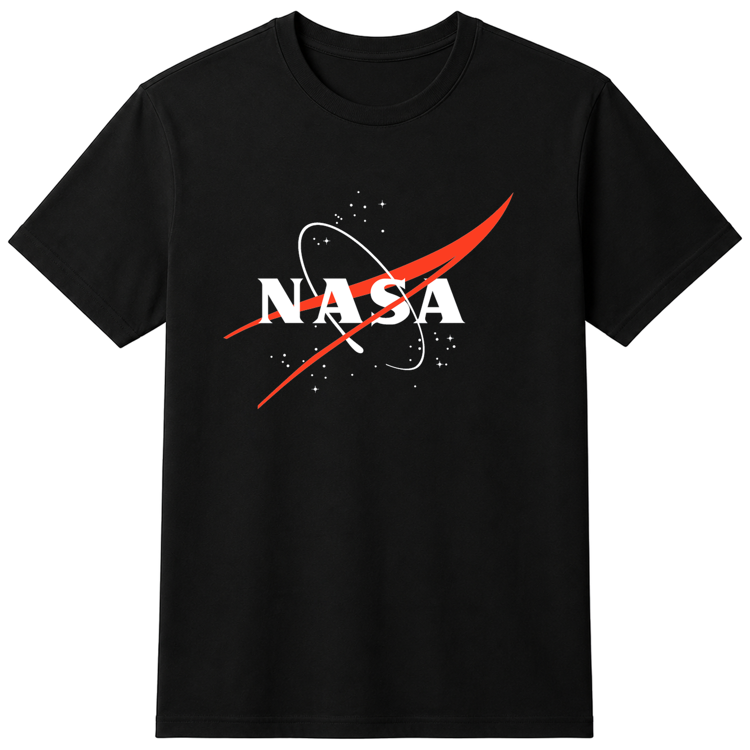 NASA Logo Againt a Black T-Shirt - Cotton Unisex - Black — flat shirt