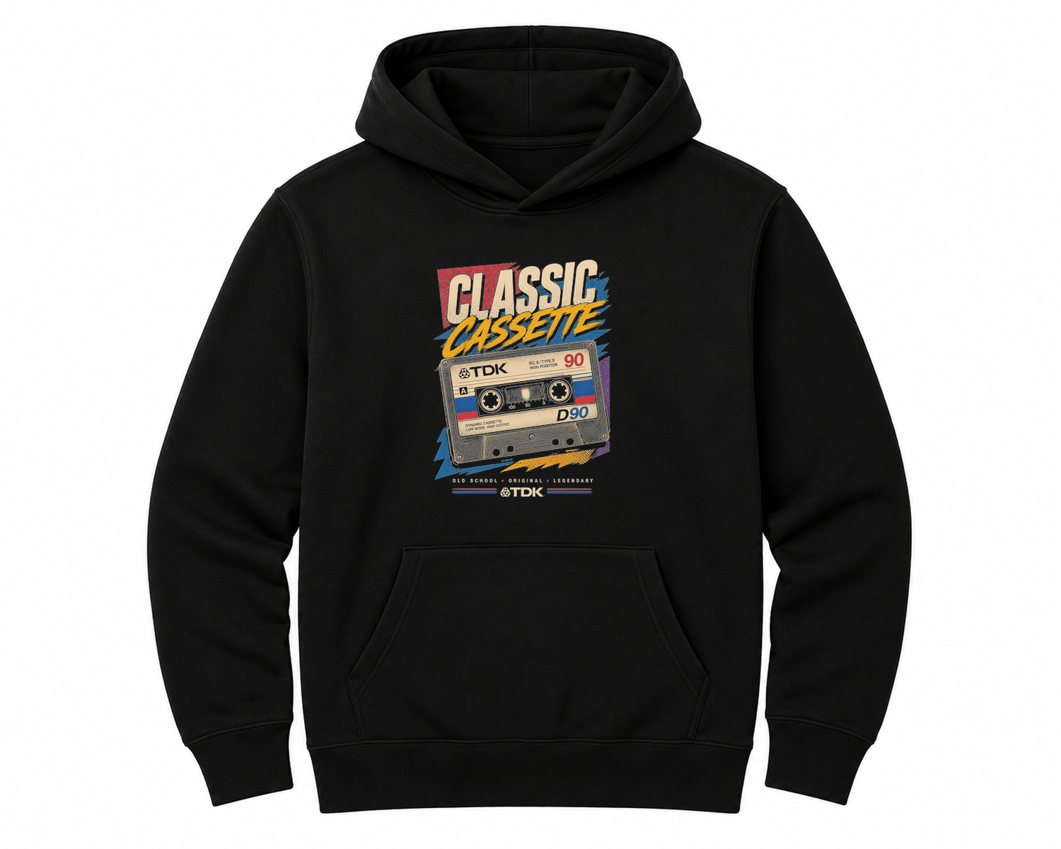 TDK 90 Classic Retro Cassette Tape Design Unisex Hoodie — hoodie front