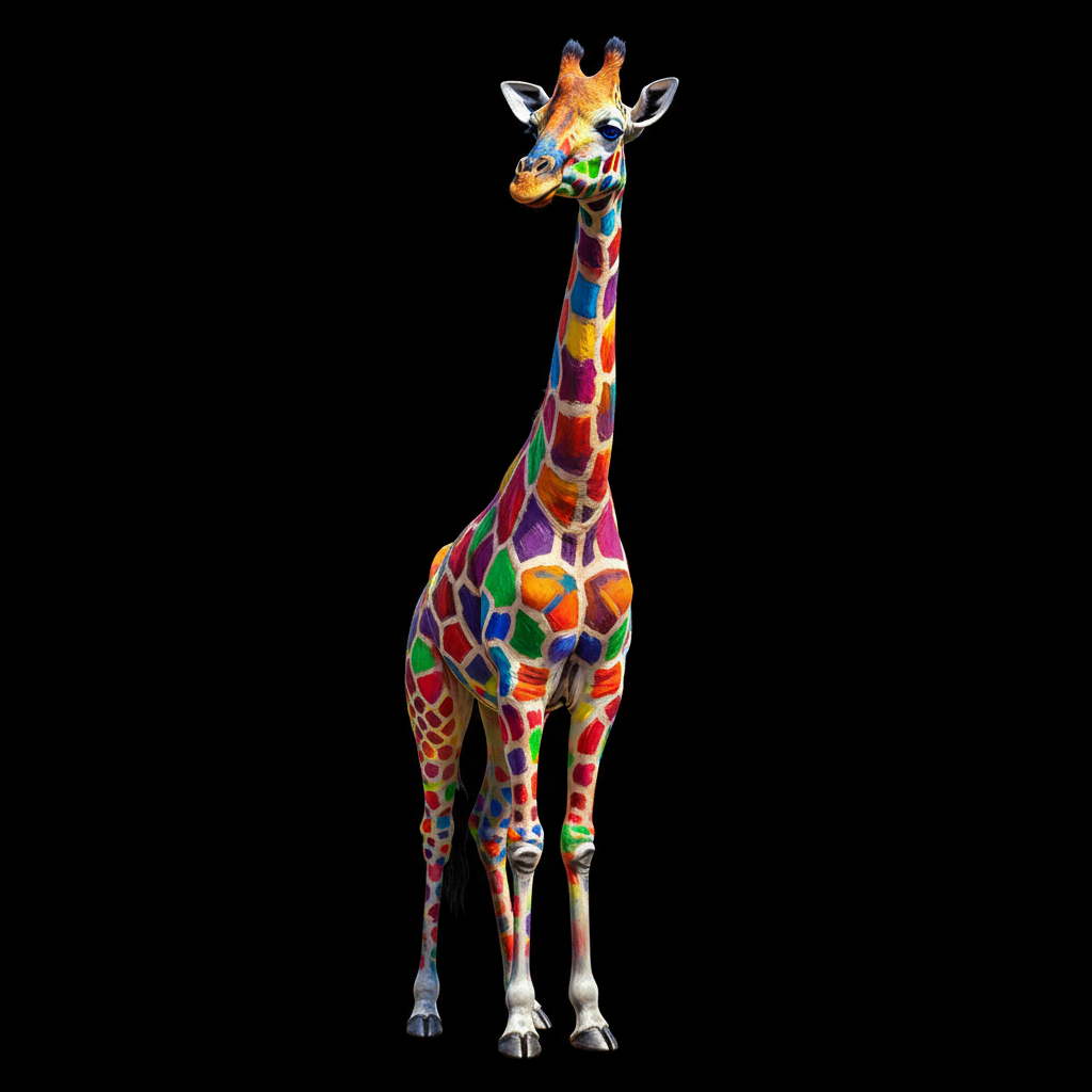 Giraffee colourfull black background