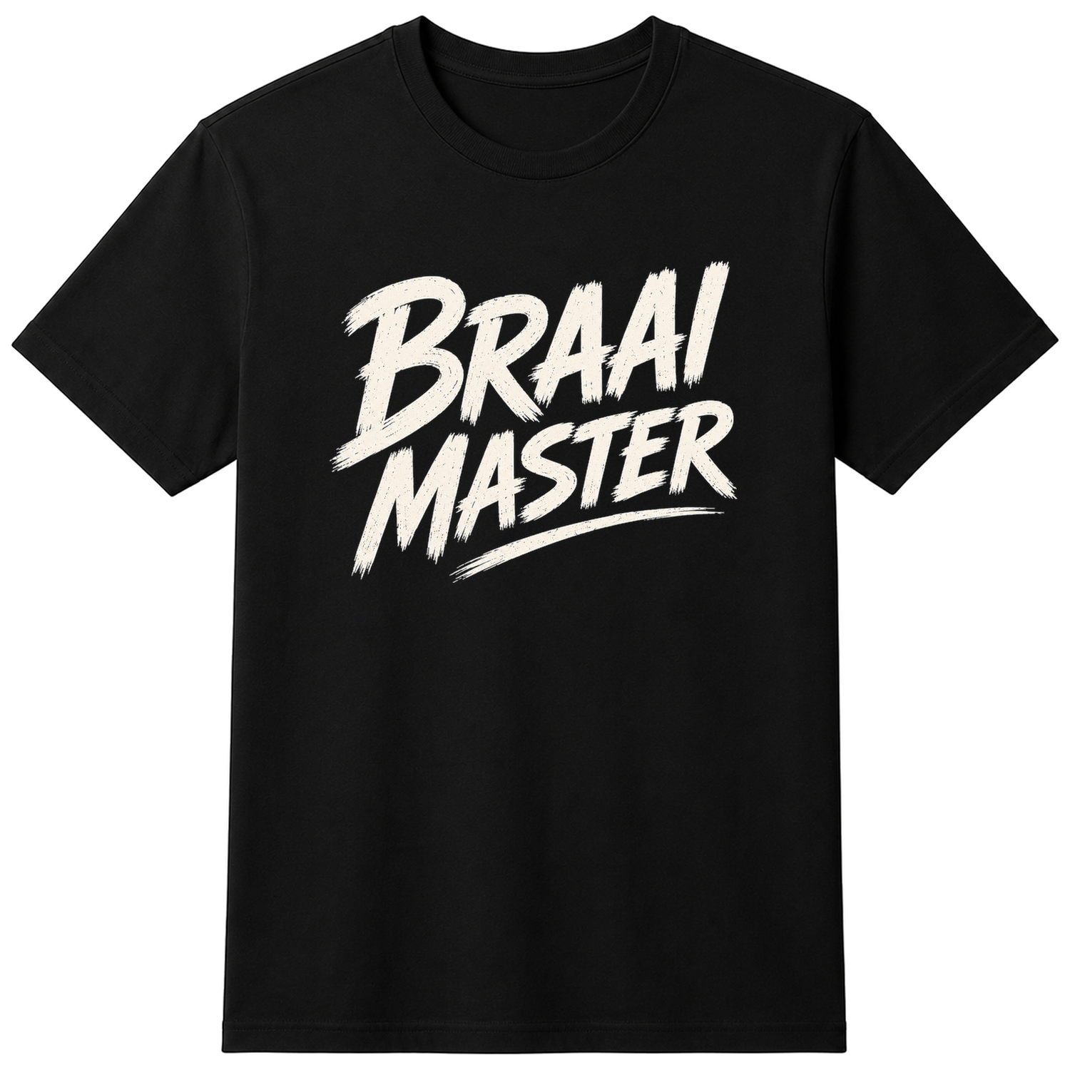 Braai Master Funny South African BBQ T-Shirt - Cotton Unisex - Black — flat shirt