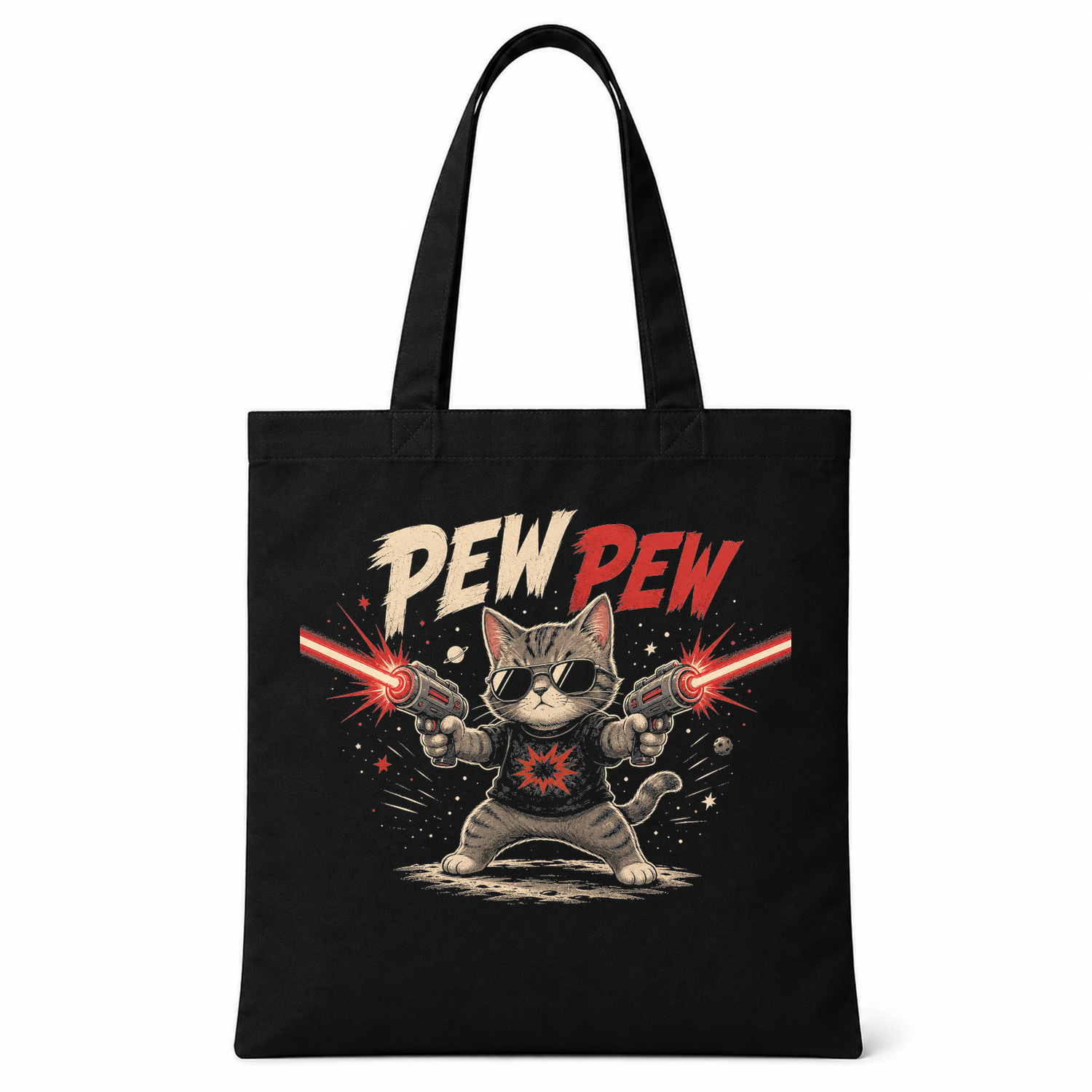 Pew Pew cat — tote front