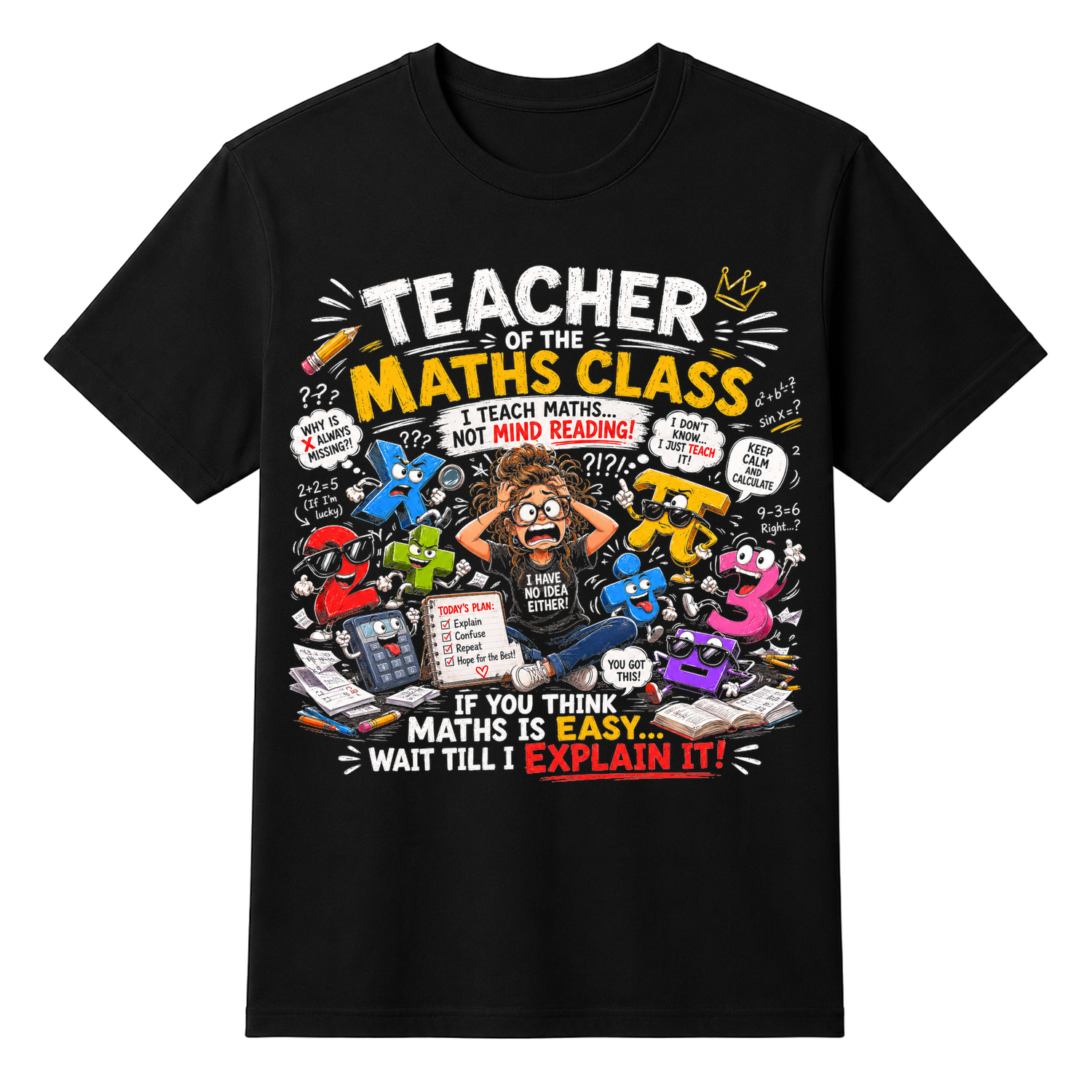 Crazy Math Teacher Equation Unisex T-shirt — tshirt front