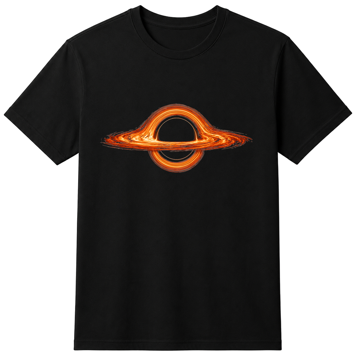 Space Orbit Lines Astronomy T-Shirt - Cotton Unisex - Black — flat shirt