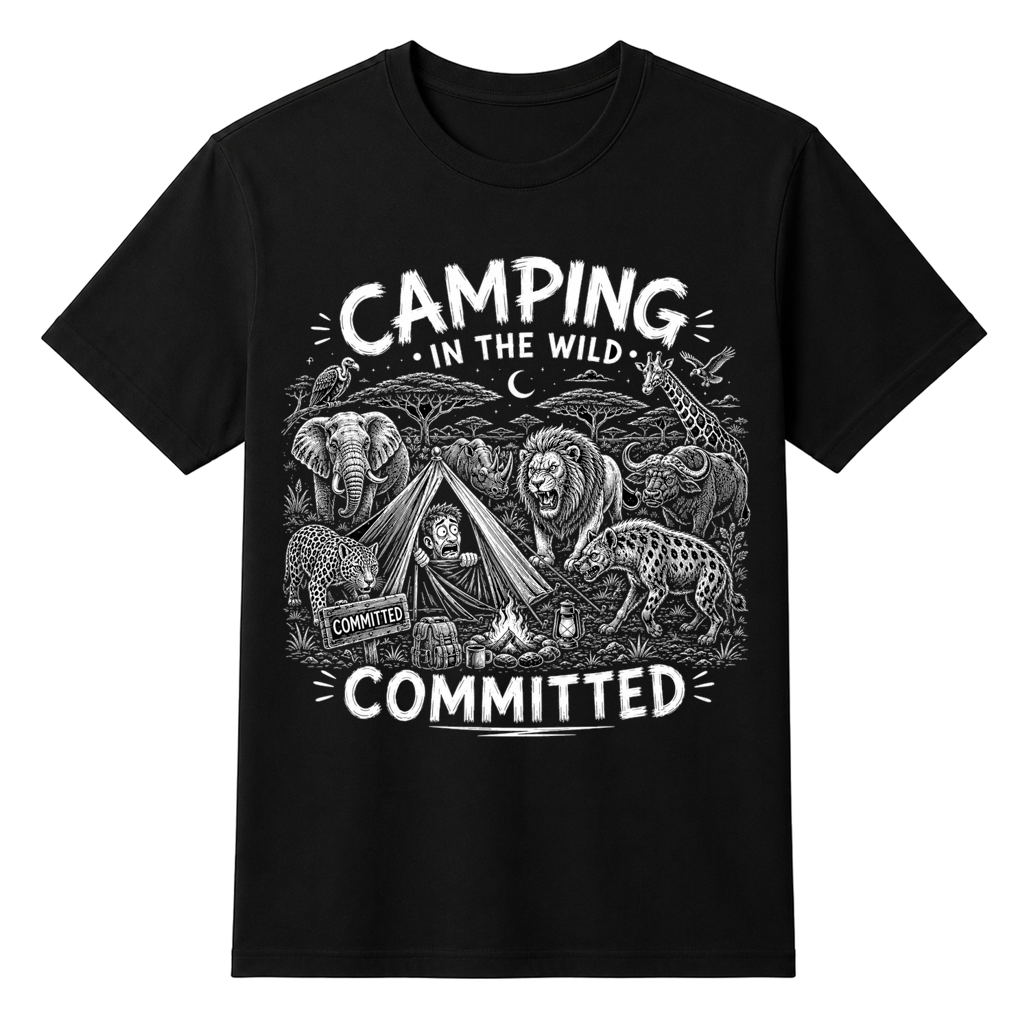 Camping In The Wild Funny — tshirt front