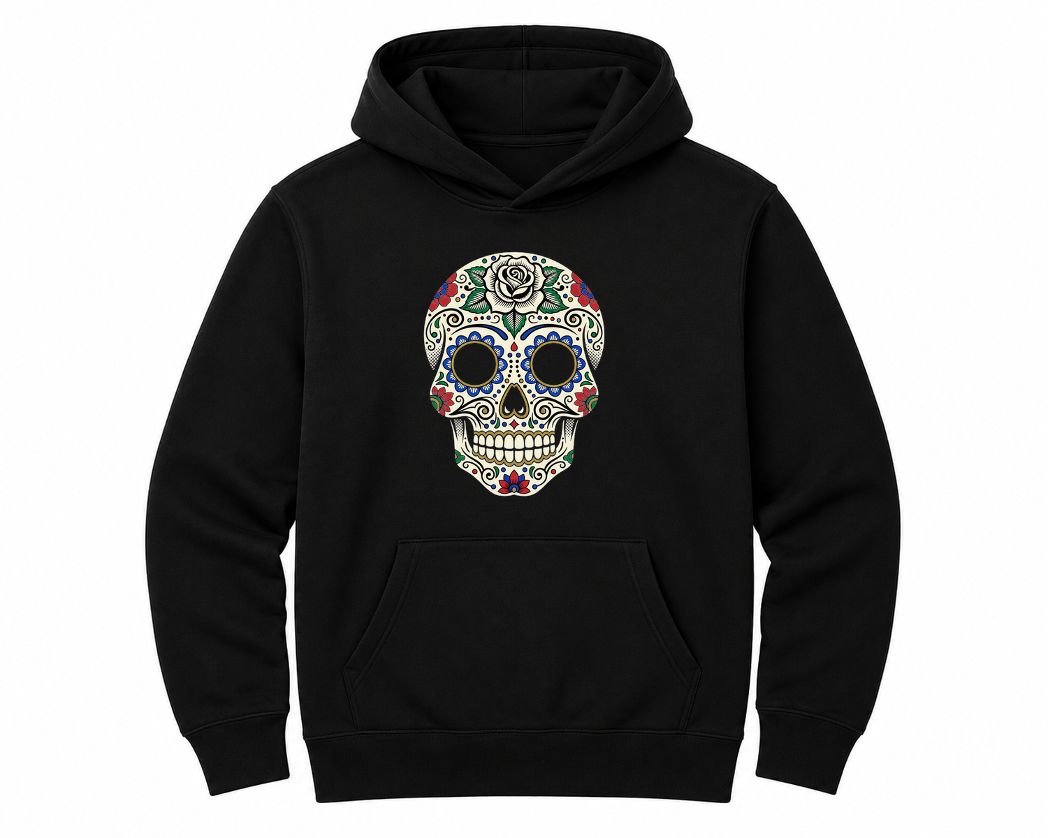 Sugar Skull Floral Design Unisex Hoodie — hoodie front