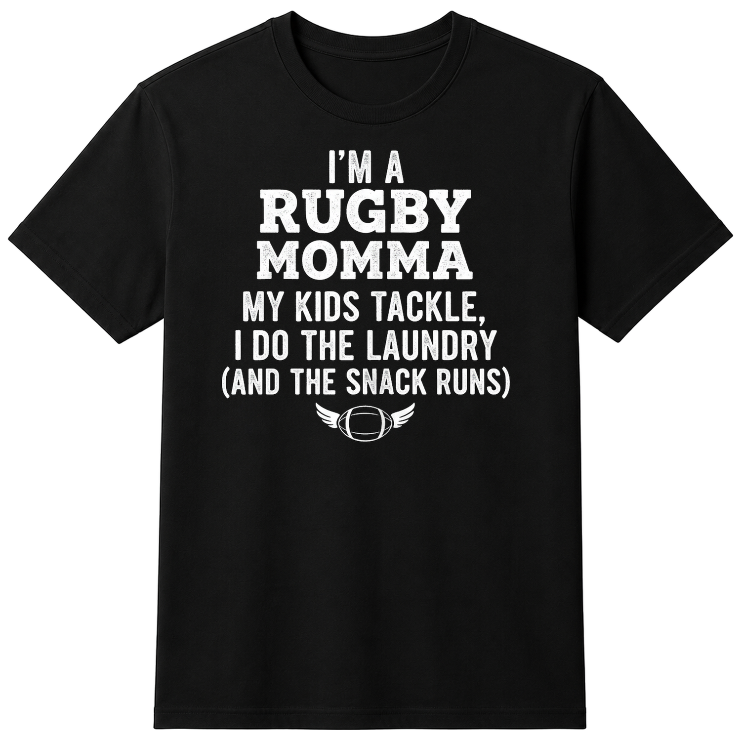 Rugby Mom Sports Pride T-Shirt - Cotton Unisex Tee - Black — flat shirt